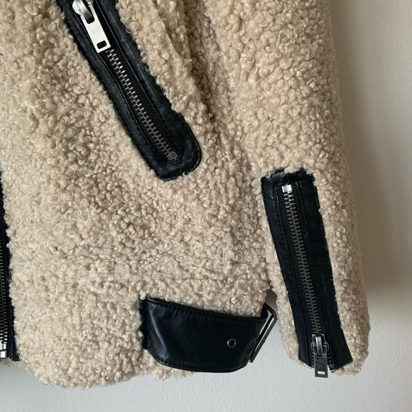 Zara Shearling Moto Style Jacket - Picture 2 of 6